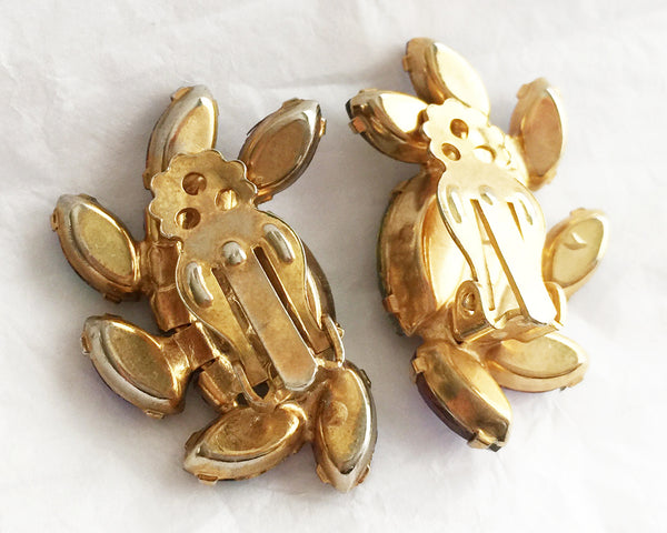 Vintage Glam Aurora Navette Rhinestone Clip Earrings - Hollee