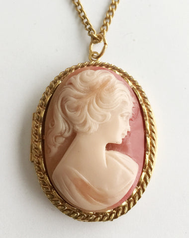 Vintage Cameo Front Locket Pendant Necklace - Hollee