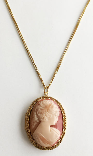 Vintage Cameo Front Locket Pendant Necklace - Hollee