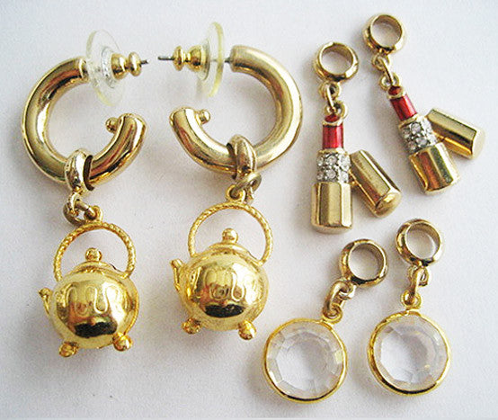 Vintage 80's Earring Set with Interchangeable Charms by Carolee - Hollee