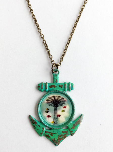 Coney Island NY Parachute Jump Anchor Pendant Necklace - Hollee