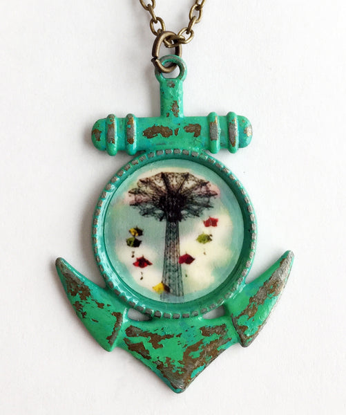 Coney Island NY Parachute Jump Anchor Pendant Necklace - Hollee