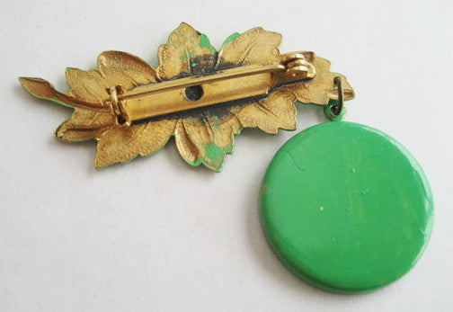 Coney Island Souvenir Leaf Pin with Tillie Funny Face - Hollee