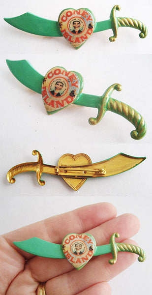 Coney Island Souvenir Enamel Sword Pin - Hollee