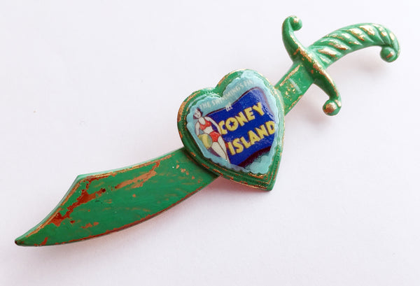 Coney Island Bathing Beauty Souvenir Enamel Sword Pin - Hollee
