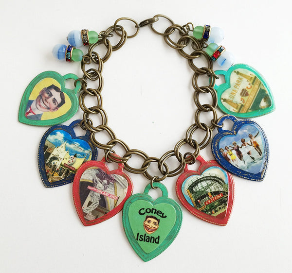 Coney Island New York Colorful Heart Charm Bracelet - Hollee