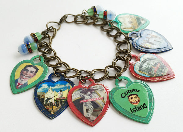 Coney Island New York Colorful Heart Charm Bracelet - Hollee