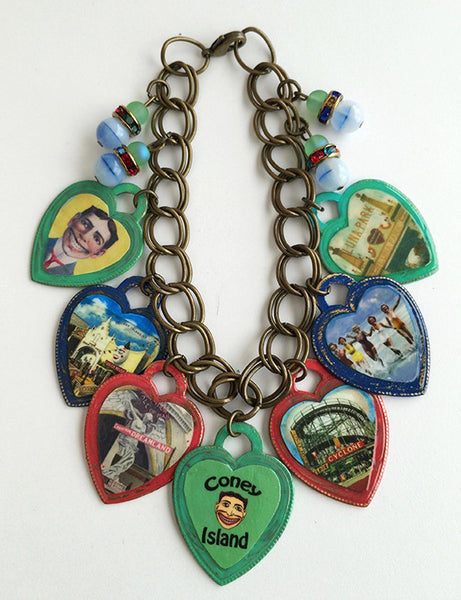 Coney Island New York Colorful Heart Charm Bracelet - Hollee