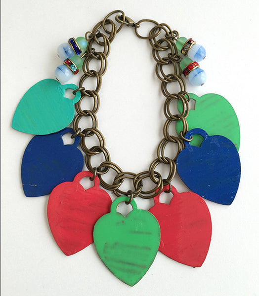 Coney Island New York Colorful Heart Charm Bracelet - Hollee