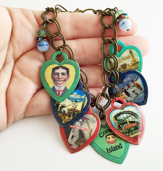 Coney Island New York Colorful Heart Charm Bracelet - Hollee