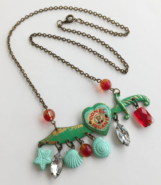 Coney Island Souvenir Enamel & Seashell Sword Necklace - Hollee
