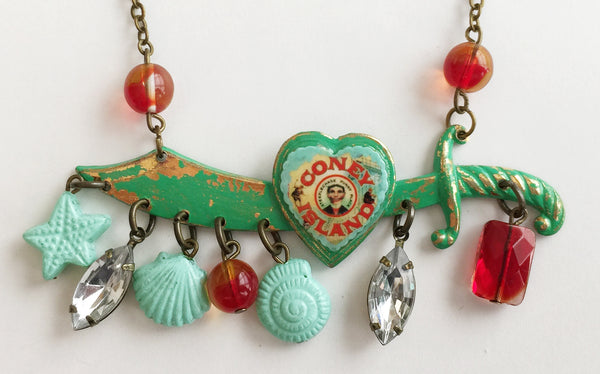 Coney Island Souvenir Enamel & Seashell Sword Necklace - Hollee