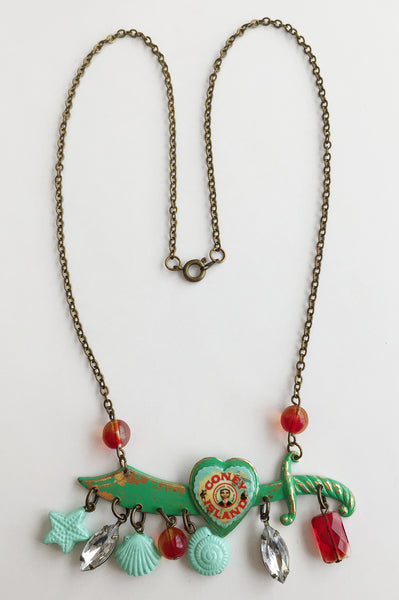 Coney Island Souvenir Enamel & Seashell Sword Necklace - Hollee