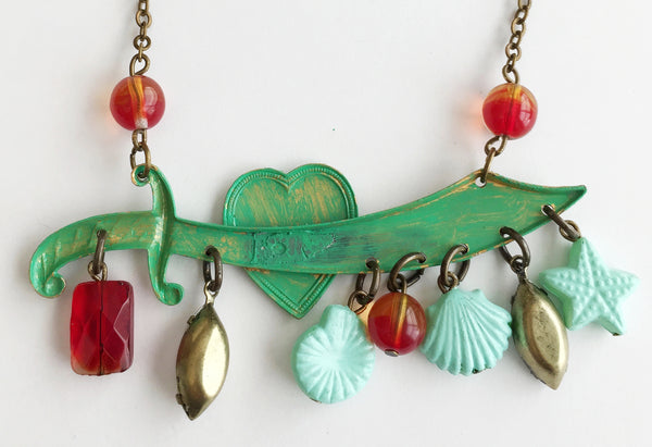 Coney Island Souvenir Enamel & Seashell Sword Necklace - Hollee
