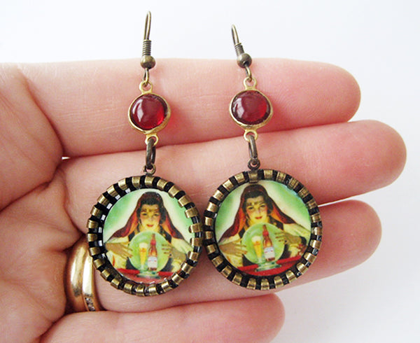 Gypsy Fortune Teller Crystal Ball Earrings - Hollee