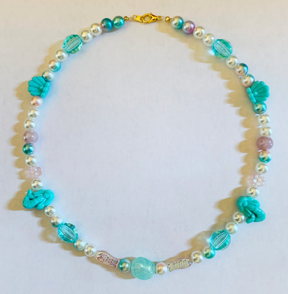 Aqua Woman Mythical Mermaid Bead Necklace