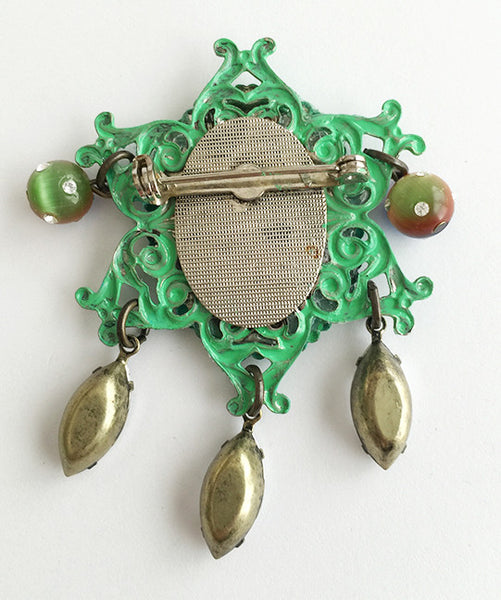 Coney Island Parachute Jump Rhinestone Dangle Pin - Hollee