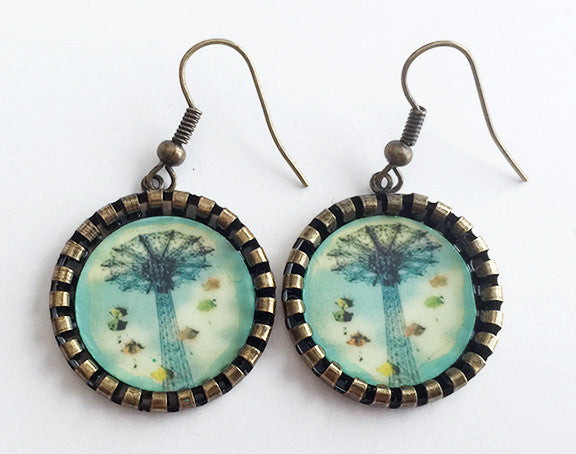 Coney Island Parachute Jump Earrings Brooklyn NY - Hollee