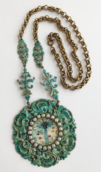 Coney Island Parachute Jump Rhinestone Jeweled Necklace - Hollee