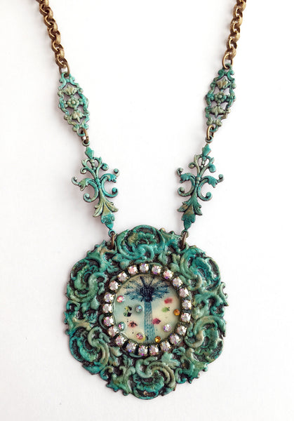 Coney Island Parachute Jump Rhinestone Jeweled Necklace - Hollee