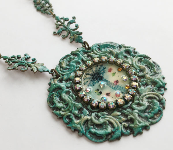 Coney Island Parachute Jump Rhinestone Jeweled Necklace - Hollee