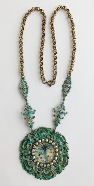 Coney Island Parachute Jump Rhinestone Jeweled Necklace - Hollee