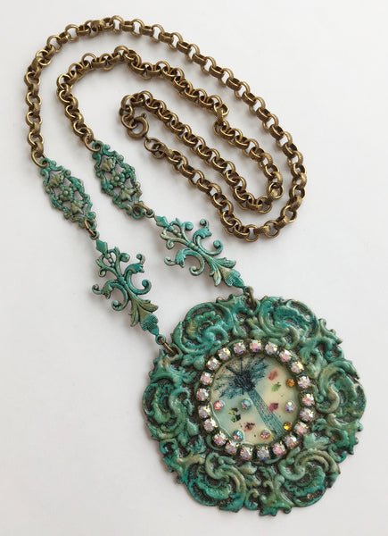 Coney Island Parachute Jump Rhinestone Jeweled Necklace - Hollee