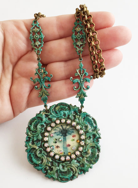 Coney Island Parachute Jump Rhinestone Jeweled Necklace - Hollee