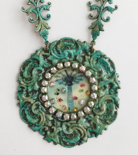 Coney Island Parachute Jump Rhinestone Jeweled Necklace - Hollee