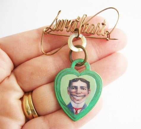 Coney Island Tillie Funny Face Sweetheart Pin Brooklyn NY - Hollee
