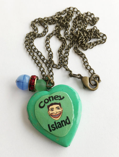 Coney Island Tillie Face Locket Necklace with Rhinestones - Hollee