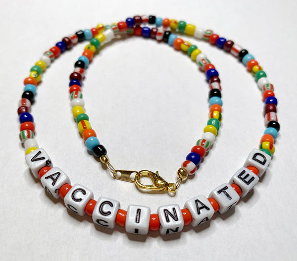 Colorful Beaded VACCINATED Necklace with Glass Beads