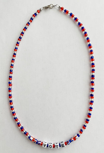 Presidential Election VOTE Necklace Glass Beads