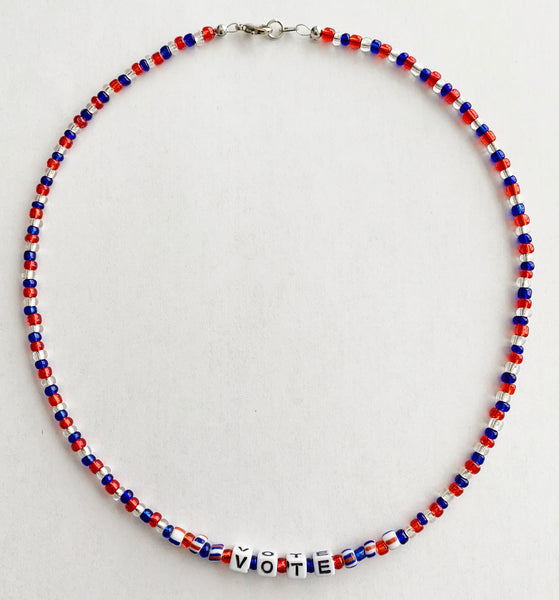 Presidential Election VOTE Necklace Glass Beads