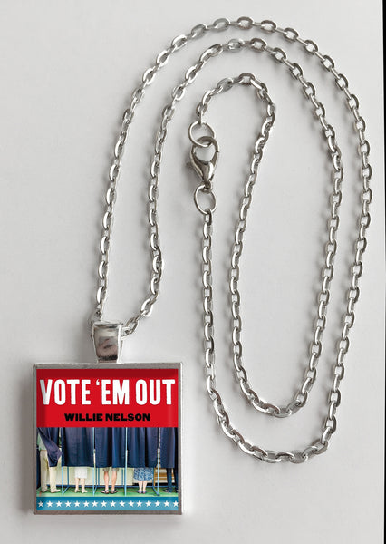 Willie Nelson - Vote 'Em Out - Album Cover Art Pendant Necklace - Hollee