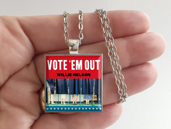 Willie Nelson - Vote 'Em Out - Album Cover Art Pendant Necklace - Hollee